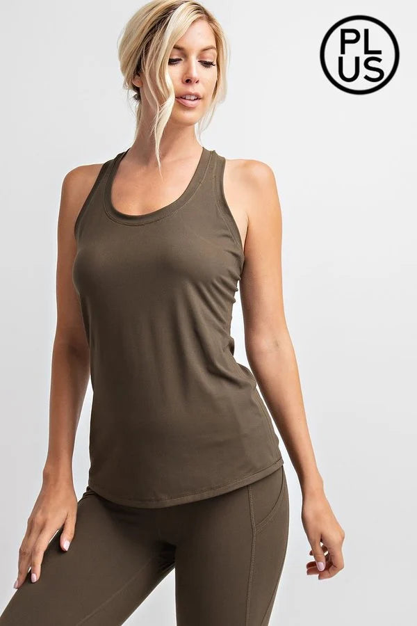 Holiday Steal- Perfectly Capable Ribbed Padded Tank Top (Olive