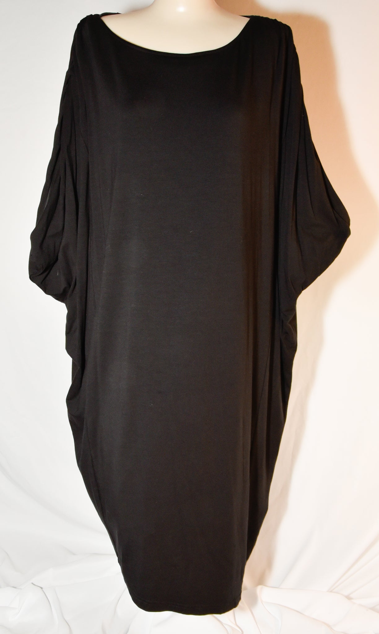 Ruched Loose Fit Asymmetric Hem Tunic Dress