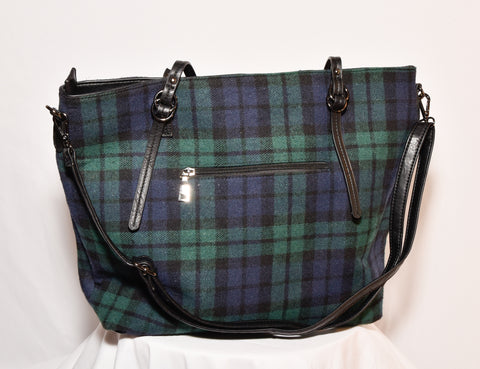 Ingrid Flannel Tote w/ Zipper Closure and Removable Strap