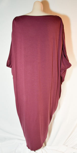 Ruched Loose Fit Asymmetric Hem Tunic Dress