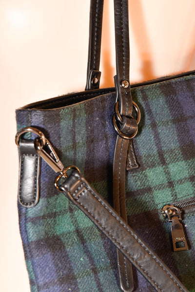 Ingrid Flannel Tote w/ Zipper Closure and Removable Strap