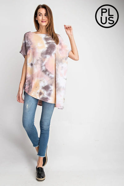 Tie Dye Printed Poncho Top